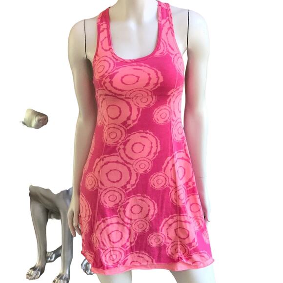 Soybu Circle Print Racerback Pink Dress with Built in Bra Women's Size Small - Picture 2 of 9